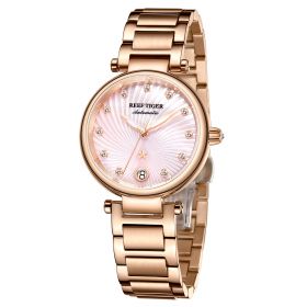 Reef Tiger Love Polaris Rose Gold Pink Dial Diamonds Dots Automatic Watches RGA1590