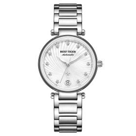 Reef Tiger Love Polaris Steel White Dial Diamonds Dots Automatic Watches RGA1590
