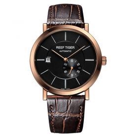 Reef Tiger Seattle Mountain Rainier Rose Gold Black Dial Mechanical Automatic Watches RGA161-PBW