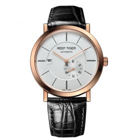 Reef Tiger Seattle Mountain Rainier White Dial Rose Gold Mechanical Automatic Watches RGA161-PWB