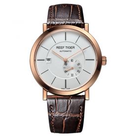 Reef Tiger Seattle Mountain Rainier Rose Gold White Dial Mechanical Automatic Watches RGA161