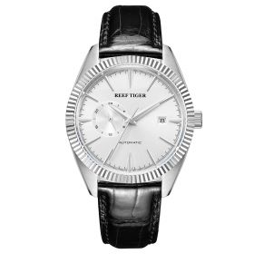 Reef Tiger Seattle Orion Steel White Dial Leather Strap Mechanical Automatic Watches RGA1616