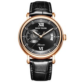 Reef Tiger Seattle Sander Rose Gold Mens Black Dial Automatic Watches RGA1617-2