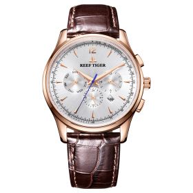 Reef Tiger Seattle Museum Rose Gold Leather Multifunctional Mechanical Watches RGA1654-P