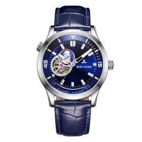 Reef Tiger/RT Top Brand Automatic Stainless Steel Watch Leather Strap Tourbillon Wrist Watches RGA1693-2-YLL