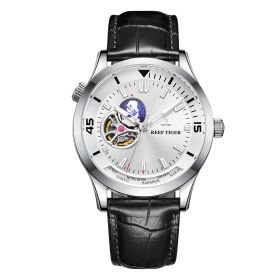 Reef Tiger/RT Top Brand Automatic Stainless Steel Watch Leather Strap Tourbillon Wrist Watches RGA1693-2-YWB
