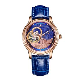 Reef Tiger Seattle Singapore Rose Gold Blue Dial Automatic Mechanical Watches RGA1739