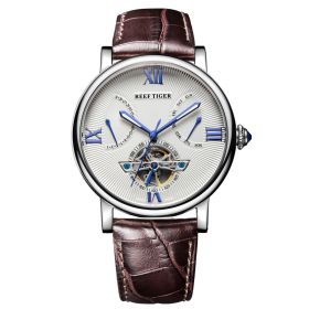 Reef Tige Tourbillon Automatic Watches with Date Day Steel Calfskin Leather Watches for Men RGA191YWS
