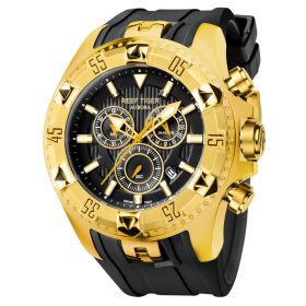 Reef Tiger Aurora Hercules Ii Sport Mens Watch With Chronograph Date Yellow Gold Rubber Strap Quartz Watches RGA303
