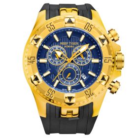 Reef Tiger Aurora Hercules II Yellow Gold Blue Dial Quartz Watches RGA303