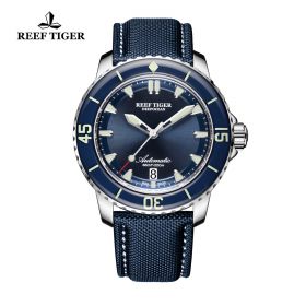 Reef Tiger Aurora Deep Ocean Steel Blue Dial Mechanical Autoamtic Watches RGA3035-YLLW