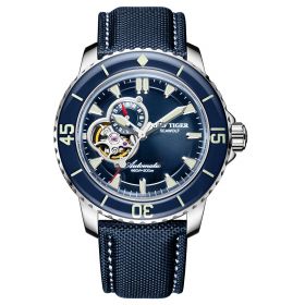 Reef Tiger Aurora Sea Wolf Luxury Dive Men Steel Blue Dial Automatic Watches RGA3039