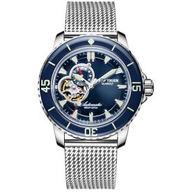 Reef TIger Luxury Men Automatic Watch Sapphire Crystal Blue Troubillon Watches Date Water Resistant RGA3039-YLLS