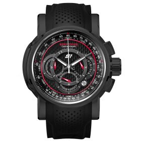 Reef Tiger Aurora Top Speed Black Steel Black/Red Carbon Fiber Dial Quartz Watches RGA3063