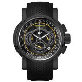 Reef Tiger Aurora Top Speed Black Steel Black/Yellow Carbon Fiber Dial Quartz Watches RGA3063