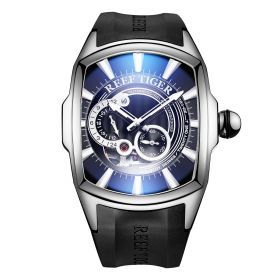 Reef Tiger Luxury Sport Mens Black Rubber Strap Automatic Watch RGA3069S-Black/White