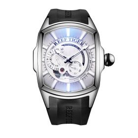 Reef Tiger Luxury Sport Mens Black Rubber Strap Automatic Watch RGA3069S-White