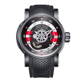 Reef Tiger Aurora Machinist Black Steel Rubber Strap Multifunctional Automatic Watches RGA30S7-BBBR