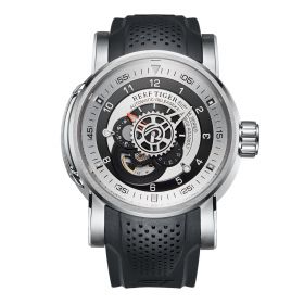 Reef Tiger Aurora Machinist Black Steel Rubber Strap Multifunctional Automatic Watches RGA30S7-Y