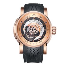 Reef Tiger Aurora Machinist Rubber Strap Rose Gold Multifunctional Automatic Watches RGA30S7-PPB