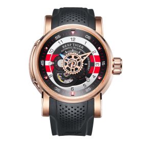 Reef Tiger Aurora Machinist Rose Gold Rubber Strap Multifunctional Automatic Watches RGA30S7-PRBR