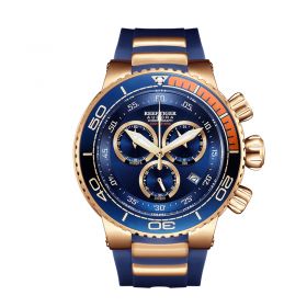 Reef Tiger Aurora Grand Ocean Rose Gold With Blue Dial Rubber Strap Multifunctional Quartz Watches RGA3168