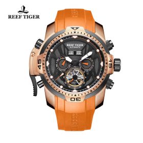 Reef Tiger/RT Sport Watch Men Waterproof Luminous Perpetual Calendar Automatic Mechanical Watches Clock RGA3532PBOO