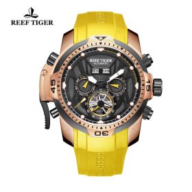 Reef Tiger/RT Sport Watch Men Waterproof Luminous Perpetual Calendar Automatic Mechanical Watches Clock RGA3532PBSY