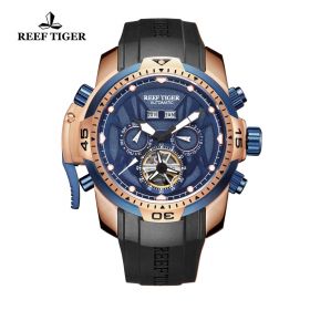Reef Tiger/RT Sport Watch Men Waterproof Luminous Perpetual Calendar Automatic Mechanical Watches Clock RGA3532-PLBW