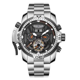 Reef Tiger/RT Sport Watch Complicated Dial with Year Month Perpetual Calendar Steel Bracelet Watches RGA3532-YBYO