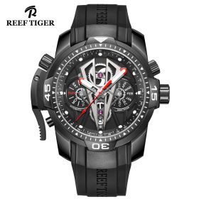 Reef Tiger Aurora Concept II Black Steel Multi-functional Mechanical Automatic Watches RGA3591-B