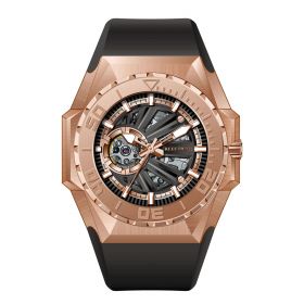 Reef Tiger Men Sports Watches Dive Rose Gold Skeleton For Men Automatic Mechanical Watches Rubber Watch Accessories RGA6903-S-PBBR