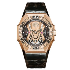 Reef Tiger Men Sport Watches Automatic Mechanical Skeleton Watch Waterproof Leather Strap RGA6912-PPWL