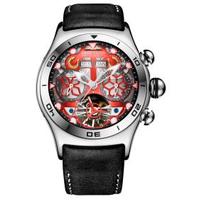 Reef Tiger Aurora Air Bubble Red Dial Steel Mechanical Automatic Watches RGA703-YRB