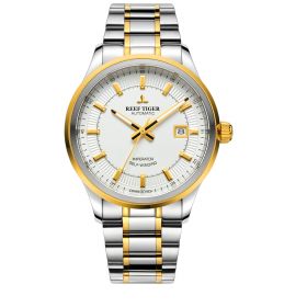 Reef Tiger Classic Imperator Steel/Yellow Gold White Dial Mechanical Automatic Watches RGA8015