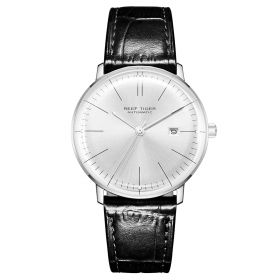 Reef Tiger Classic Legend Ultra Thin Steel Leather Strap White Dial Automatic Watches RGA8215-YWB