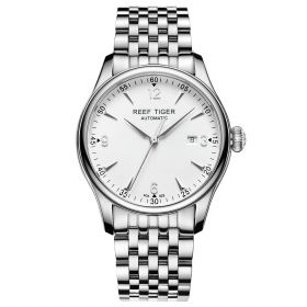 Reef Tiger Classic Heritage Steel White Dial Steel Bracelet Mechanical Automatic Watches RGA823