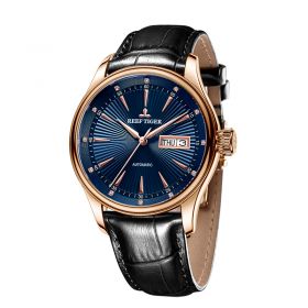 Reef Tiger Classic Heritage II Rose Gold Blue Dial Mechanical Automatic Watches RGA8232