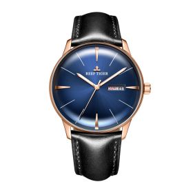 Reef Tiger Classic Heritor Luxury Dress Watch Men Genuine Leather Strap Blue Watch Automatic Mechanical Watches Waterproof Date Watch RGA8238-PLBH