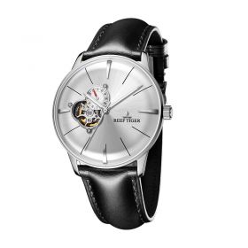 Reef Tiger Classic Glory White Dial Tourbillon Steel Mechanical Watches RGA8239