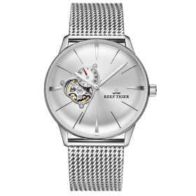 Reef Tiger Classic Glory White Dial Full Steel Mechanical Watches RGA8239-YWY