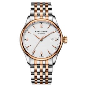 Reef Tiger Classic Heritage Rose Gold White Dial Mechanical Autoamtic Watches RGA823G