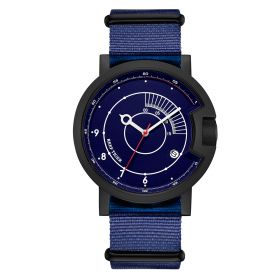 Reef Tiger 1980S Limited Edition Black Steel Blue Dial Nylon Strap Automatic Watches RGA9035