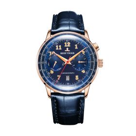 Reef Tiger Limited Edition Respect Rose Gold Blue Dial Blue Leather Strap Automatic Watches RGA9122