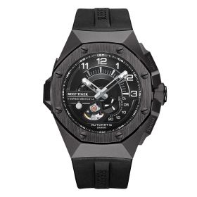 Reef Tiger/RT Top Brand All Black Automatic Mechanical Sport Watches Waterproof Relogio Masculino RGA92S7