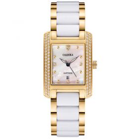 Caluola  Ladies Watch Fashion Diamond Square Fashion Quartz Watch Lady Korean Ceramic Watch CA1101L 